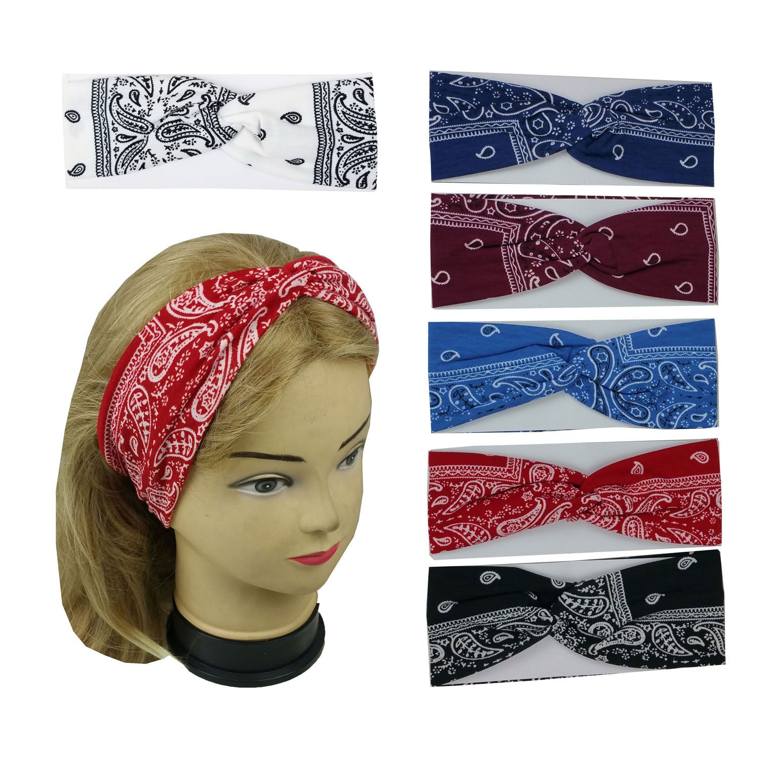 6 Assorted New 3 Paisley Yoga Headbands For Women Girls Hairbands
