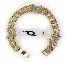 Load image into Gallery viewer, Mens Bracelet Chain w/Rhinestones Butterfly Gold Silver Plated
