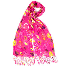 Load image into Gallery viewer, 100% Rayon Large Flower Scarves Scarf for Women with Tassel
