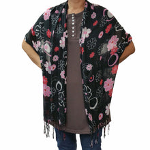 Load image into Gallery viewer, 100% Rayon Large Flower Scarves Scarf for Women with Tassel
