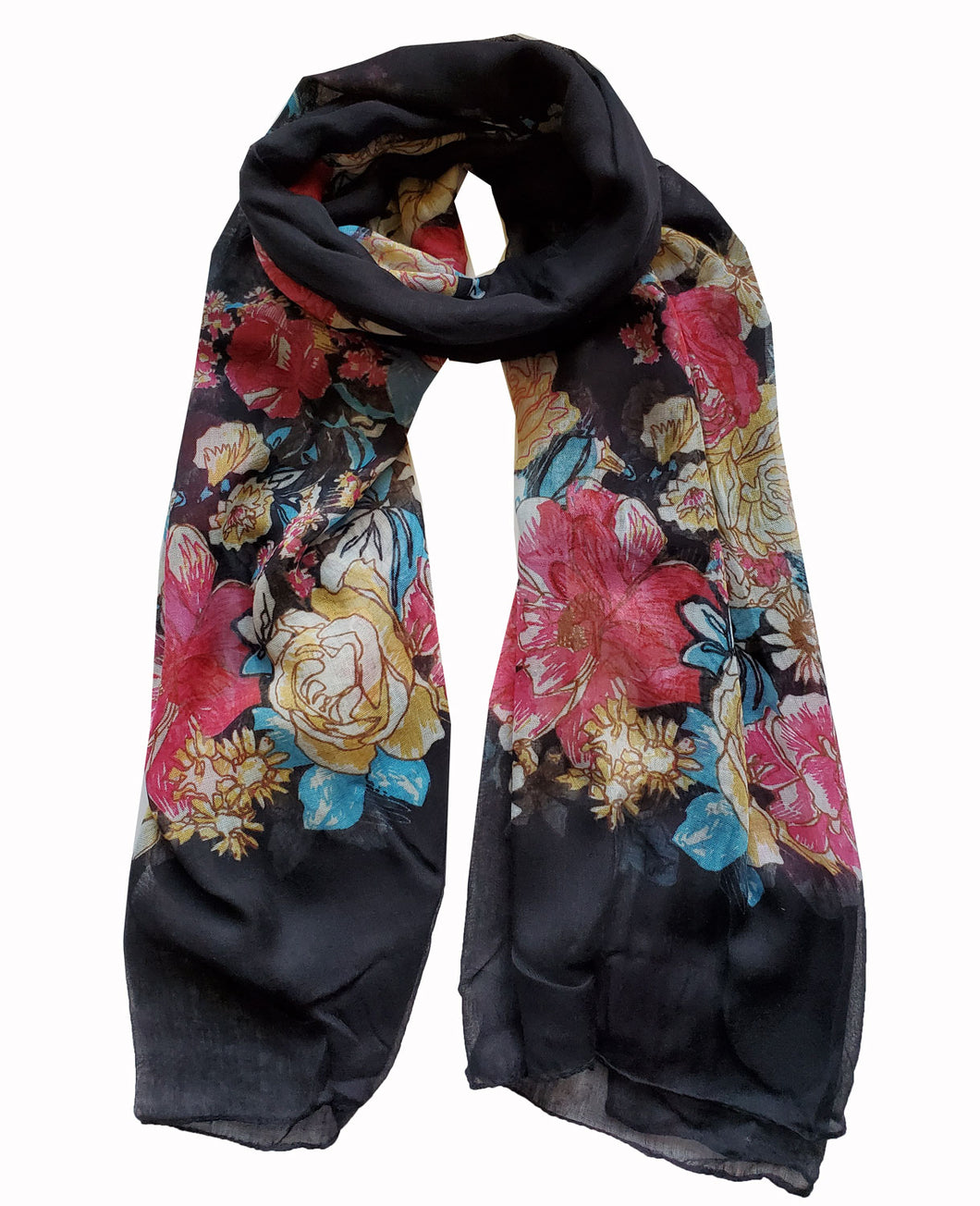 Flower Rose Scarf Lightweight Scarves for Women Girls FashionSolid